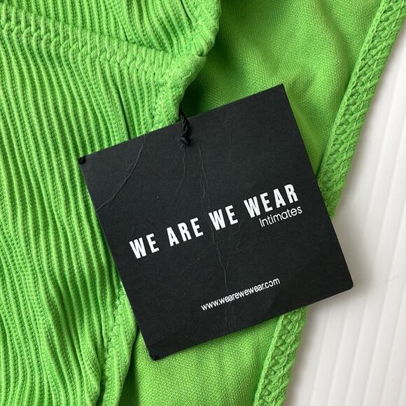 We Are We Wear Ashley V Front Brazilian Bikini Bottom in Green Size L  NEW - Picture 3 of 12